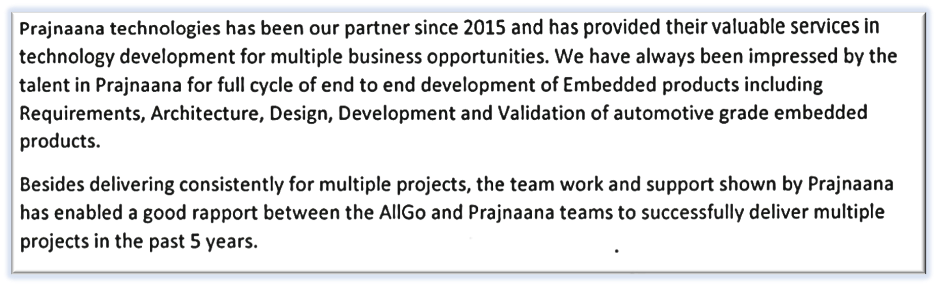 Testimonial from AllGo Embedded Systems